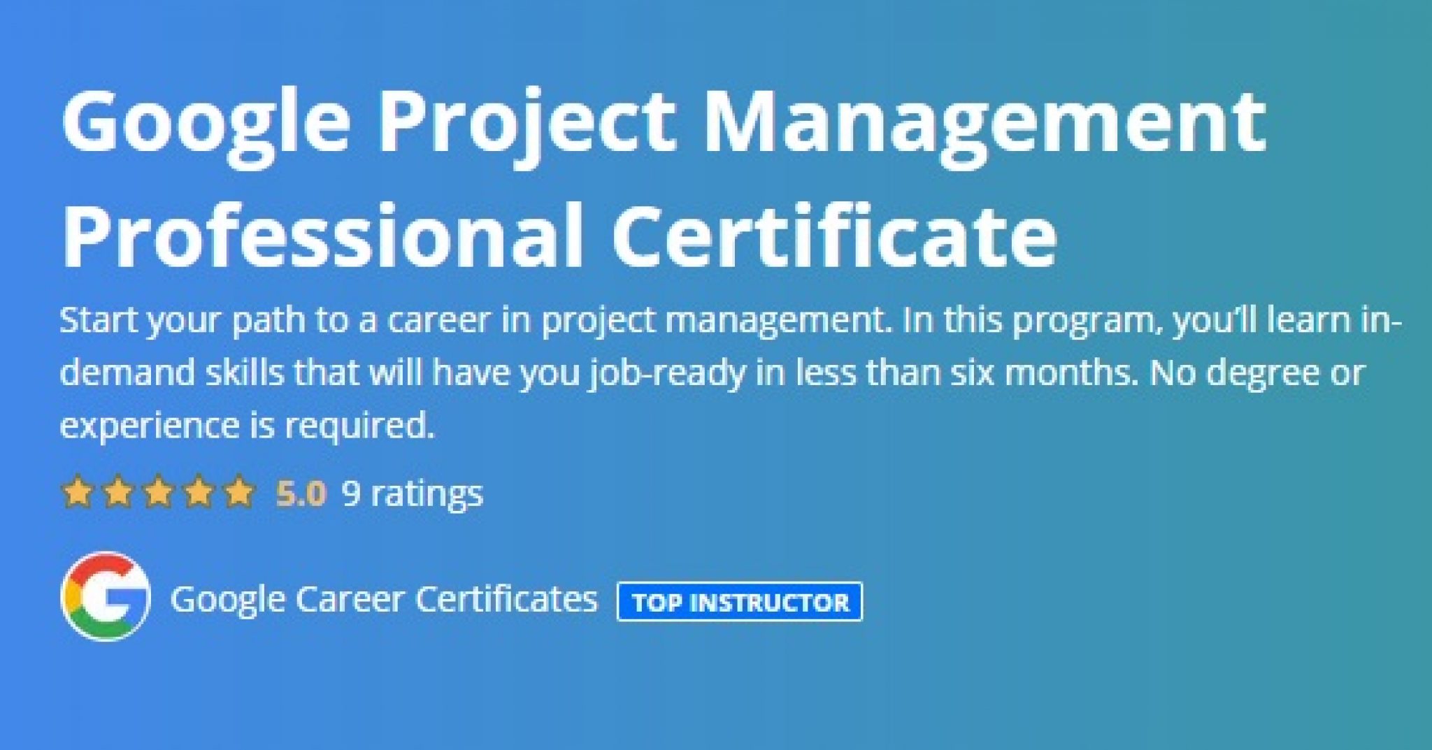 Google Project Management Professional Certificate Google Professional